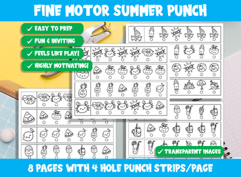 Preview of Fine Motor Summer Punch, Summer Time Hole Punch Activities for Task Boxes & Tubs