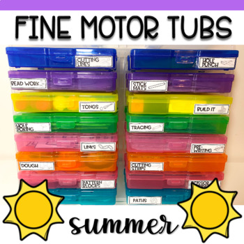Preview of Fine Motor Task Card Boxes for Preschool & Kindergarten - Summer Theme