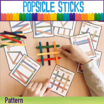 Preview of Fine Motor Task Cards Patterns Popsicle Sticks Activity