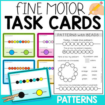 Preview of Fine Motor Task Cards: Patterns with Beads