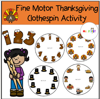 Preview of Fine Motor Thanksgiving Clothespin Activity