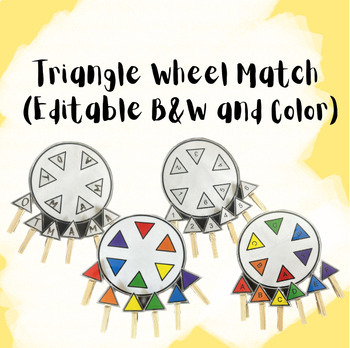 Preview of Fine Motor Triangle Wheel Matching (*EDITABLE* B&W and Color)