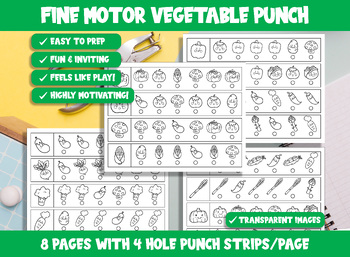 Preview of Fine Motor Vegetable Punch, Kids Hole Punch Activities for Task Boxes & Tubs