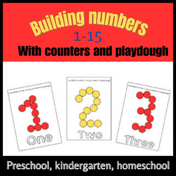 Preview of Fine motor skill math building numbers with playdough or counters from 1-15