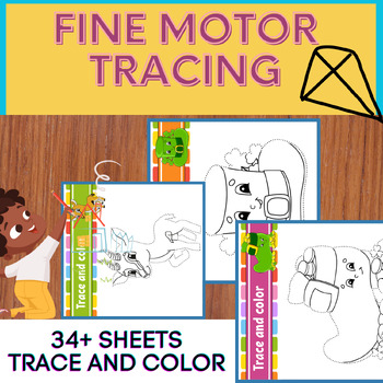 Preview of Fine motor skills / 33+ Tracing lines Pre-writing (Easy to Hard)