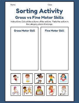 Preview of Fine versus Gross Motor Skill Cut and Paste Activity
