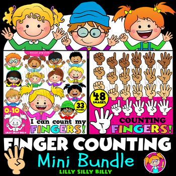 Preview of Finger Counting - Mini Bundle. Clipart in Color/ and Black and White.