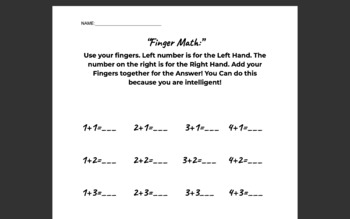 Preview of Finger Math to Mental Math- Addition Practice Sheet
