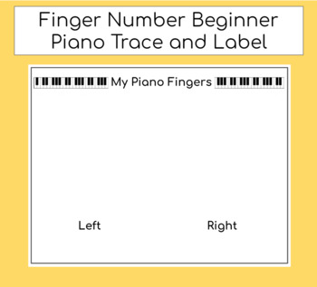 Preview of Finger Number Beginner Piano Trace and Label