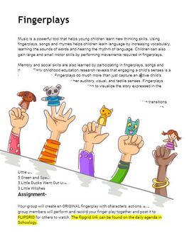 Preview of Finger Play Project  - Early Childhood- ECE- FINGERPLAYS, SONGS