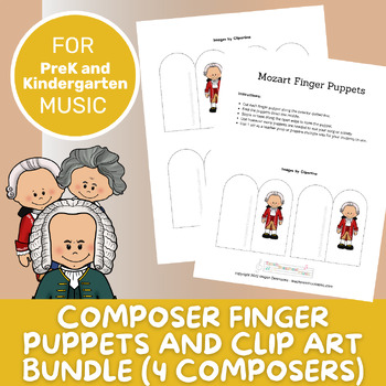 Preview of Composer Finger Puppets Bundle | PreK Musical Activities