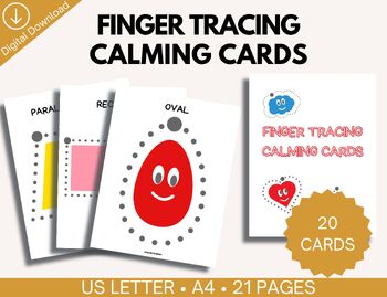 Preview of Finger Tracing Calming Cards, Meditation Calm Down Activity