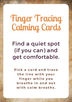 Preview of Finger Tracing Calming Cards, Printable Mindfulness Flash Cards, Calm Down Corne