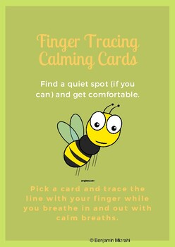 Preview of Finger Tracing Calming, Printable Mindfulness Flash Cards, Calm Down Corner Acti