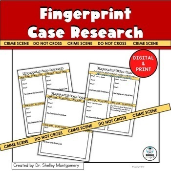 Preview of Fingerprint Case Research for Forensics | No Prep | Digital & Print