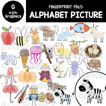 Preview of Fingerprint Pals Alphabet Pictures Clipart​