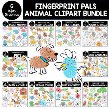 Preview of Fingerprint Pals Animal Clipart Bundle