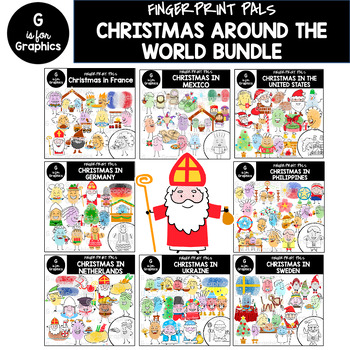 Preview of Fingerprint Pals Christmas Around The World Clipart Bundle