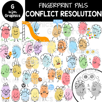 Preview of Fingerprint Pals Conflict Resolution and Problem Solving Strategy Clipart
