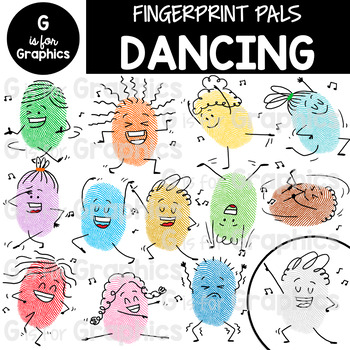 Preview of Fingerprint Pals Dancing Clipart