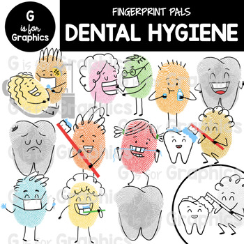 Preview of Fingerprint Pals Dental Hygiene Clipart​