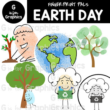 Preview of Fingerprint Pals Earth Day Clipart​