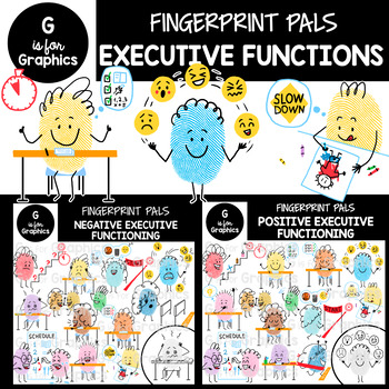 Preview of Fingerprint Pals Executive Function Clipart Bundle
