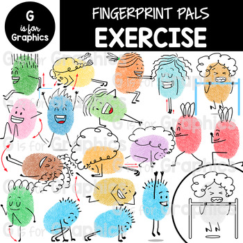 Preview of Fingerprint Pals Exercise, Workout, and Fitness Clipart