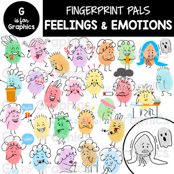Preview of Fingerprint Pals Feelings and Emotions Clipart