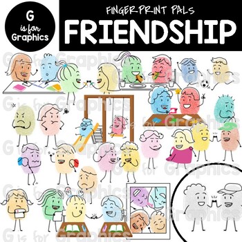 Preview of Fingerprint Pals Friendship, Drama, and Conflict Clipart​