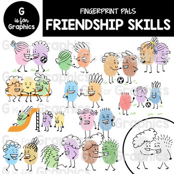 Preview of Fingerprint Pals Friendship Skills Clipart​