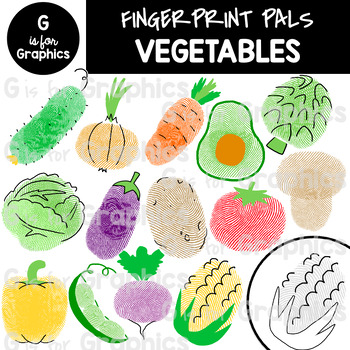 Preview of Fingerprint Pals Vegetables​ Clipart​