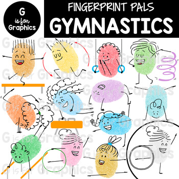 Preview of Fingerprint Pals Gymnastics Clipart