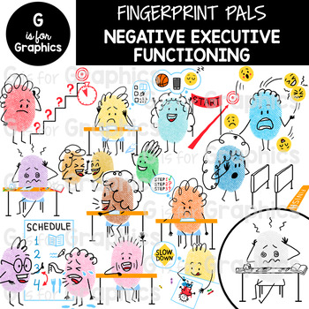 Preview of Fingerprint Pals Negative Executive Functions Clipart