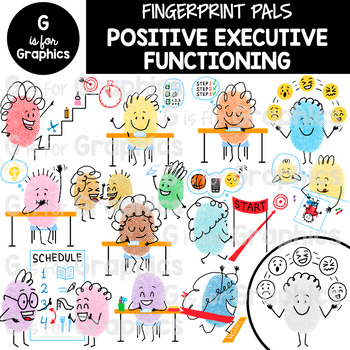 Preview of Fingerprint Pals Positive Executive Functions Clipart