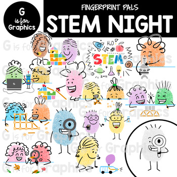 Preview of Fingerprint Pals STEM Night Clipart