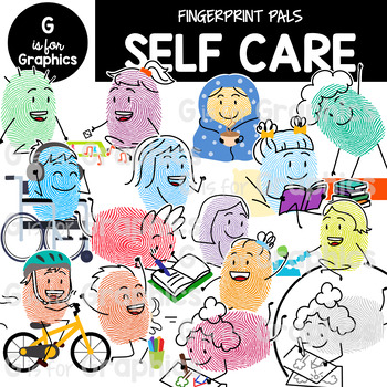 Preview of Fingerprint Pals Self Care Clipart
