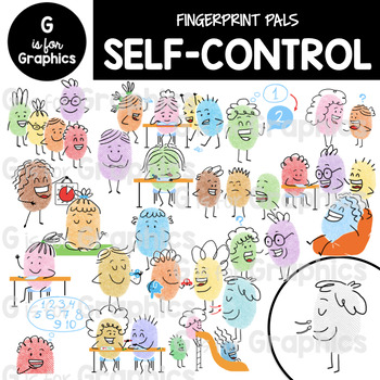 Preview of Fingerprint Pals Self-Control Clipart​