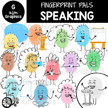 Preview of Fingerprint Pals Speaking Clipart
