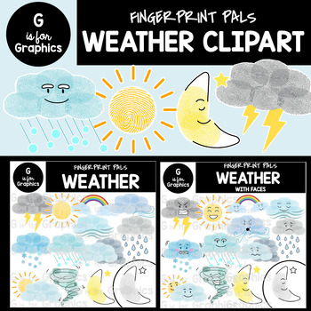 Preview of Fingerprint Pals Weather Clipart Bundle​