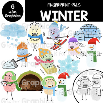 Preview of Fingerprint Pals Winter Season Clipart​