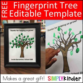 Fingerprint Tree Editable Gift By Simply Kinder Tpt