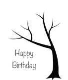 Fingerprint Tree Happy Birthday and Thank you Card Poster