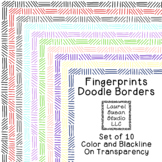 Fingerprints Doodle Borders Clip Art PNG Blackline Include