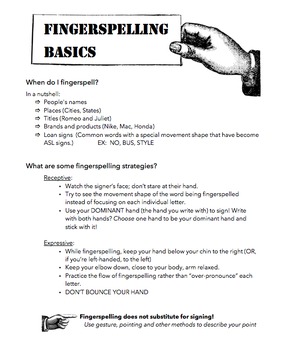 Preview of Fingerspelling Basics Homework
