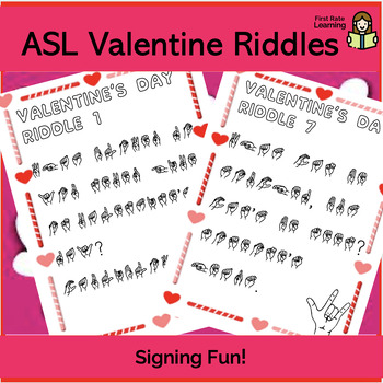 Preview of ASL (American Sign Language) Fingerspelling Valentine's Day Riddles, and Puzzles