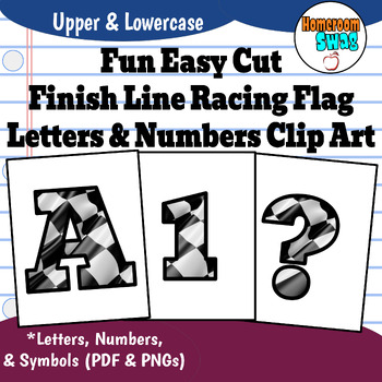 Preview of Finish Line Racing Flag Easy Print and Cut Bulletin Board Letters and Numbers