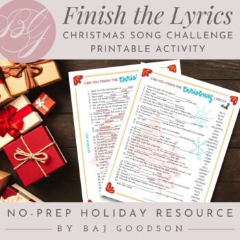 Preview of Finish the Christmas Song Lyrics Activity | Print Ready Worksheet | Grades 6+