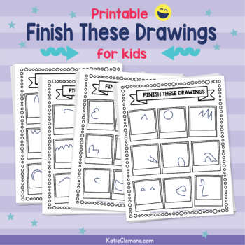 Preview of Finish the Drawing Brain Break, Morning Work Drawing Prompt Art Warm Up Exercise