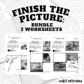 Preview of Finish the Drawing Bundle/ 3 Worksheets/ Learning to Draw/ Simple Grid